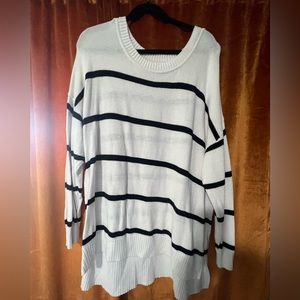 Black and white knit striped sweater